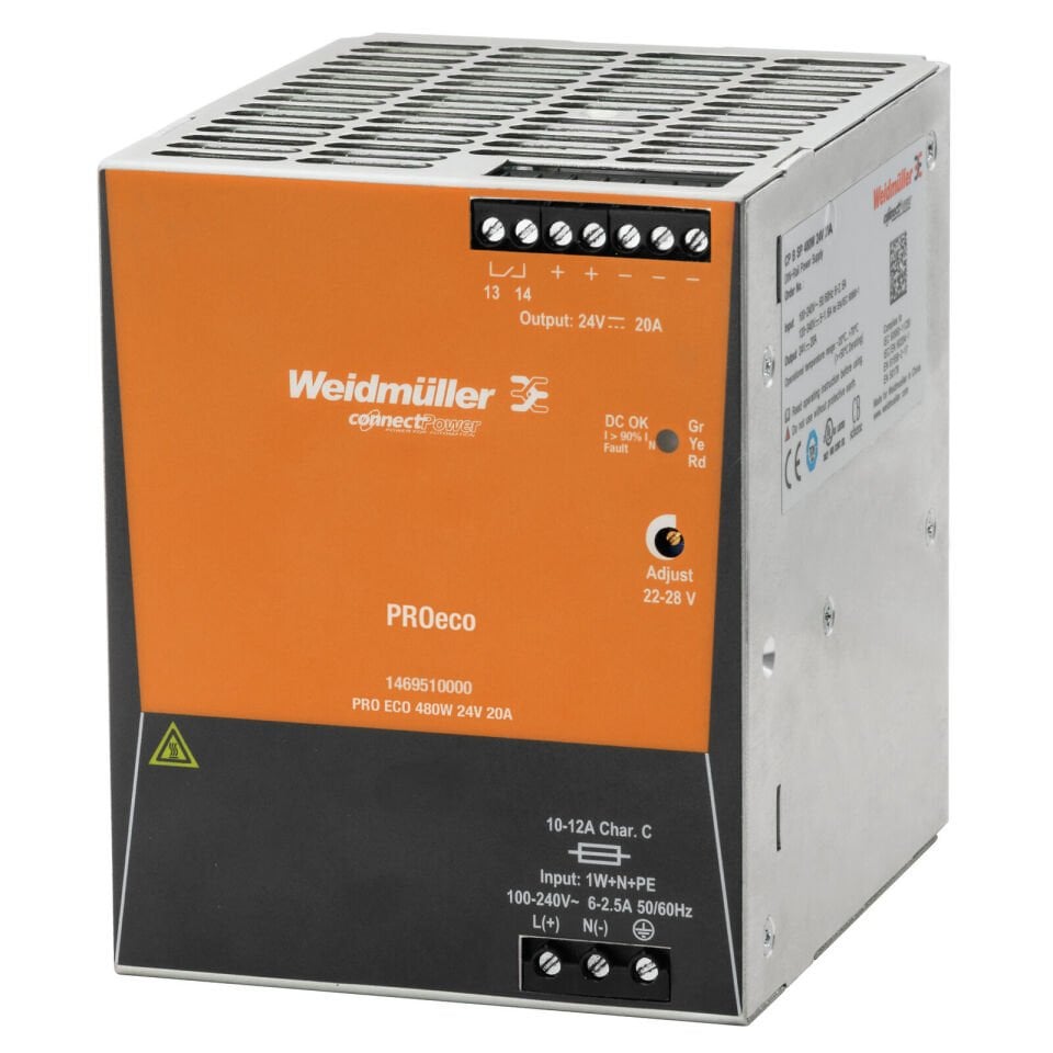 Weidmüller PRO ECO 480W 24V 20A DIN Ray Güç Kaynağı